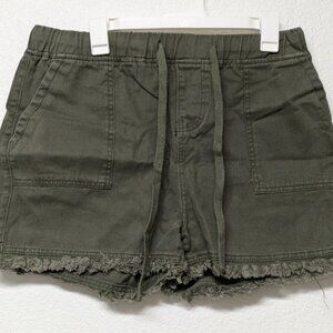 Basico Gray Drawstring-Waist Pocket Denim Shorts with Frayed Hem Edge - XXL